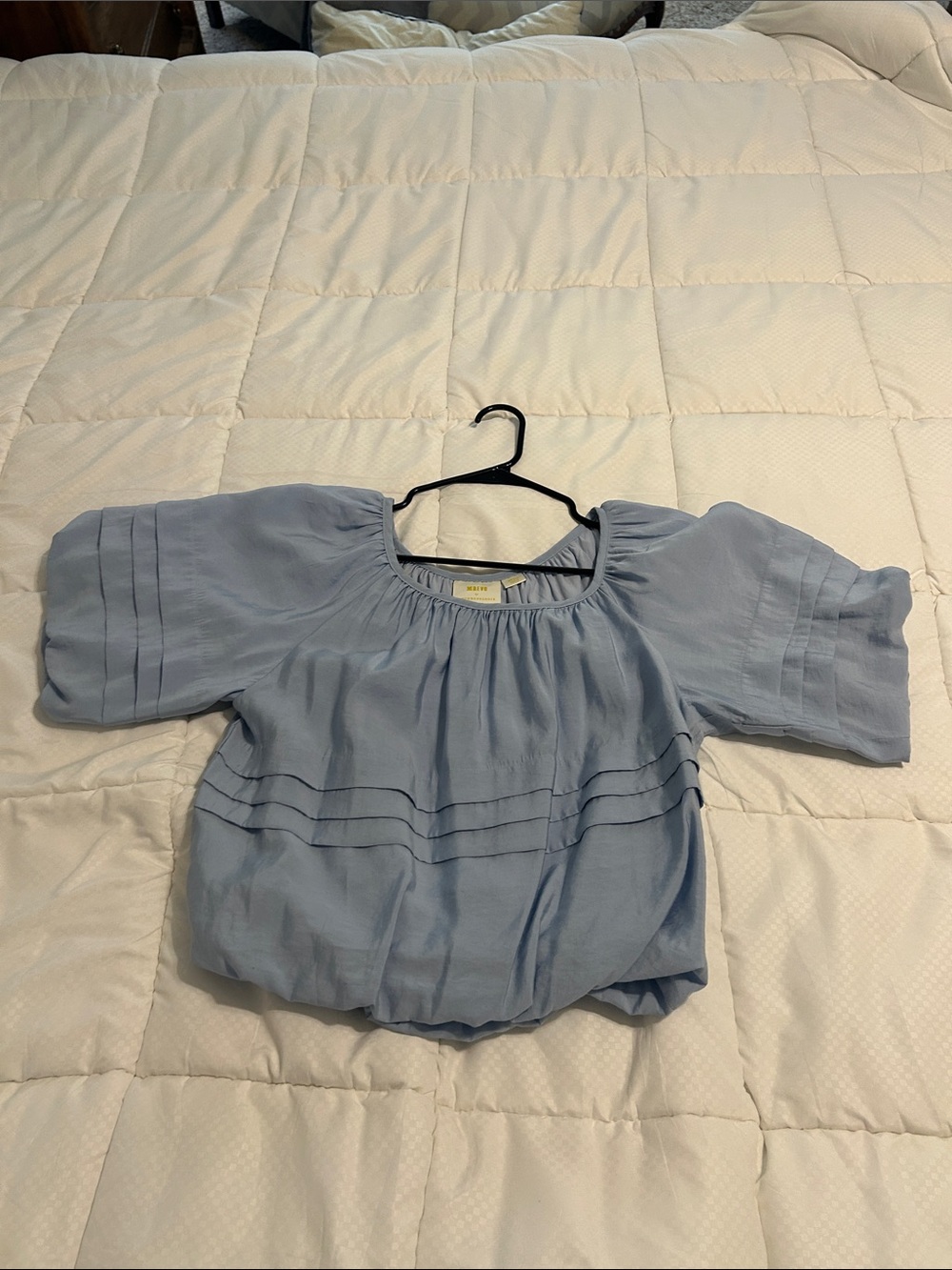 NWOT !Anthropologie Light Blue Puff Sleeve Crop Top